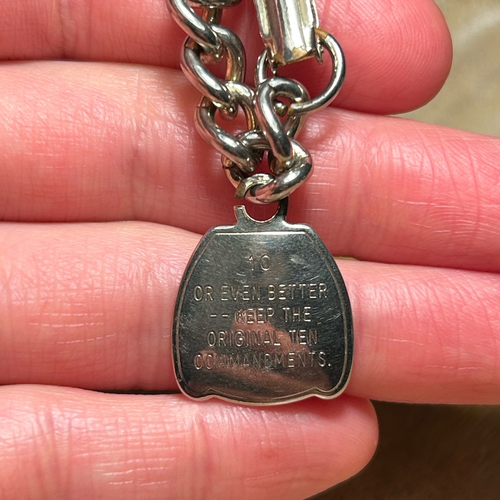 Vintage Funny 10 Commandments Charm Silver Tone Bracelet 50's Jewelry - Picture 12 of 15